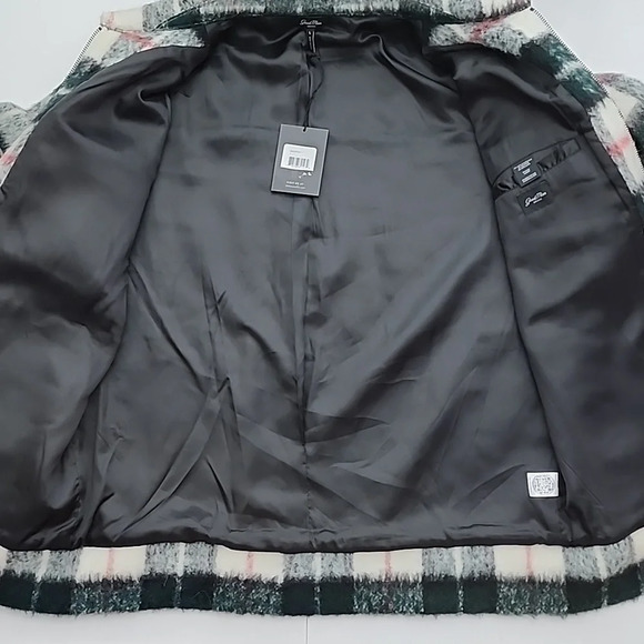 Good Man Brand Men's Wool Blend Green Plaid Zip Up Lined Jacket Size Large - Picture 9 of 16